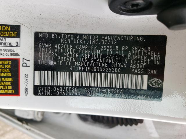 Photo 9 VIN: 4T1BF1FK8DU225380 - TOYOTA CAMRY L 