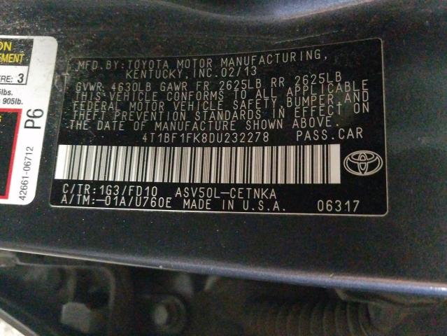 Photo 9 VIN: 4T1BF1FK8DU232278 - TOYOTA CAMRY L 