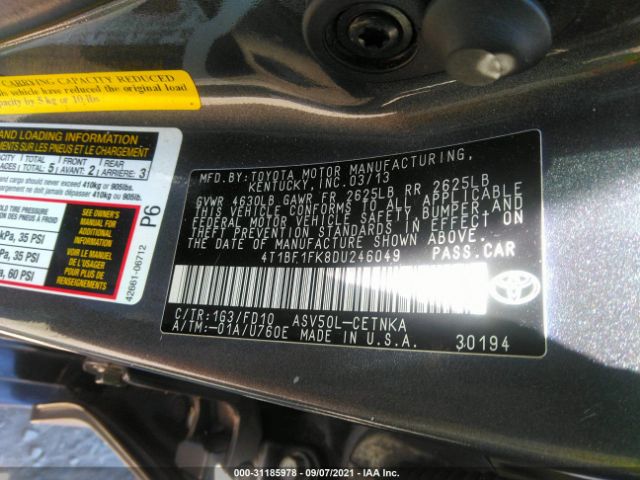 Photo 8 VIN: 4T1BF1FK8DU246049 - TOYOTA CAMRY 