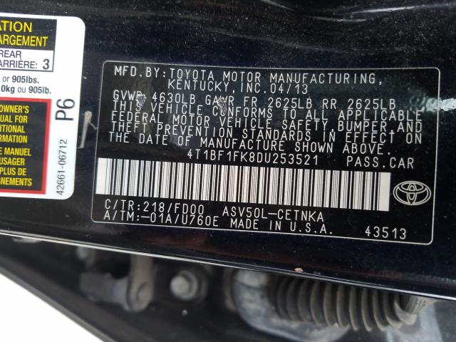 Photo 9 VIN: 4T1BF1FK8DU253521 - TOYOTA CAMRY L 