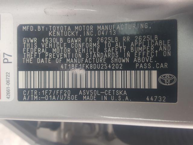 Photo 9 VIN: 4T1BF1FK8DU254202 - TOYOTA CAMRY L 