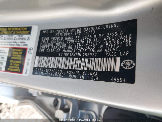 Photo 8 VIN: 4T1BF1FK8DU256922 - TOYOTA CAMRY 