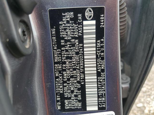 Photo 12 VIN: 4T1BF1FK8DU270478 - TOYOTA CAMRY L 