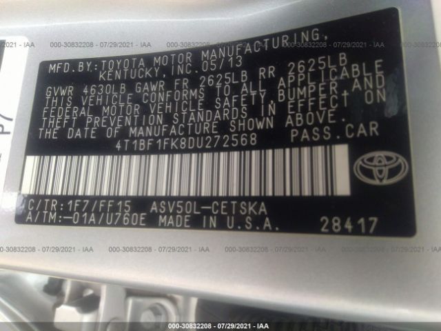 Photo 8 VIN: 4T1BF1FK8DU272568 - TOYOTA CAMRY 