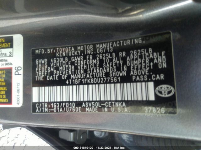 Photo 8 VIN: 4T1BF1FK8DU277561 - TOYOTA CAMRY 