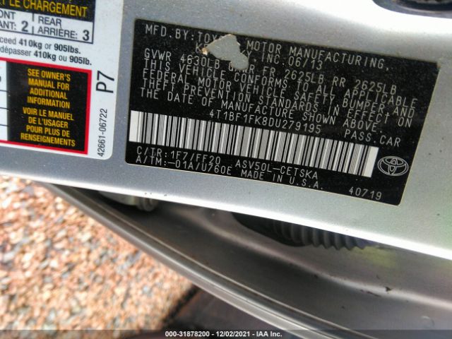 Photo 8 VIN: 4T1BF1FK8DU279195 - TOYOTA CAMRY 