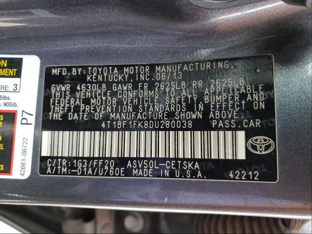 Photo 9 VIN: 4T1BF1FK8DU280038 - TOYOTA CAMRY L 