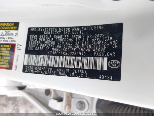 Photo 8 VIN: 4T1BF1FK8DU283943 - TOYOTA CAMRY 