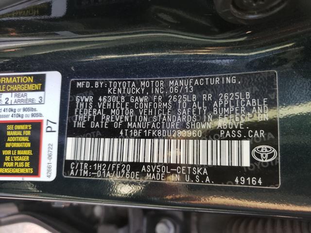 Photo 9 VIN: 4T1BF1FK8DU283960 - TOYOTA CAMRY L 