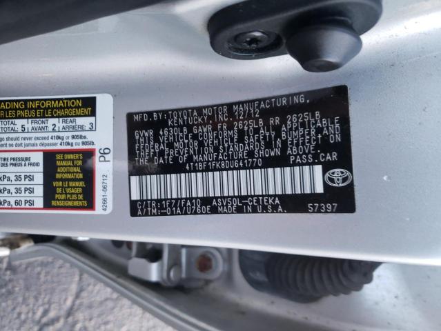 Photo 9 VIN: 4T1BF1FK8DU641770 - TOYOTA CAMRY L 