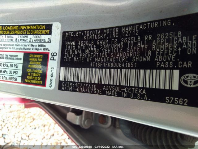 Photo 8 VIN: 4T1BF1FK8DU641851 - TOYOTA CAMRY 