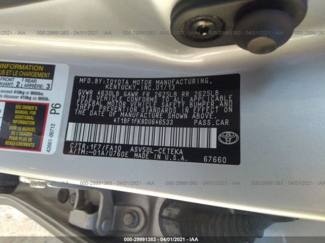 Photo 8 VIN: 4T1BF1FK8DU646533 - TOYOTA CAMRY 