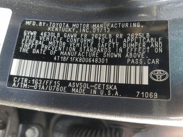 Photo 9 VIN: 4T1BF1FK8DU648301 - TOYOTA CAMRY L 