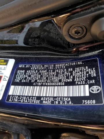 Photo 11 VIN: 4T1BF1FK8DU650856 - TOYOTA CAMRY L 