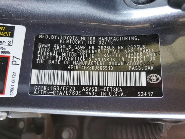 Photo 9 VIN: 4T1BF1FK8DU666510 - TOYOTA CAMRY L 