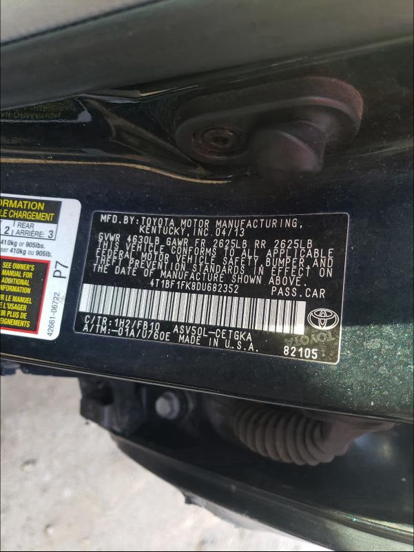 Photo 9 VIN: 4T1BF1FK8DU682352 - TOYOTA CAMRY L 