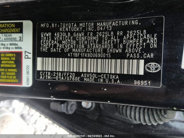 Photo 8 VIN: 4T1BF1FK8DU690015 - TOYOTA CAMRY 