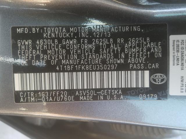 Photo 9 VIN: 4T1BF1FK8EU350297 - TOYOTA CAMRY L 