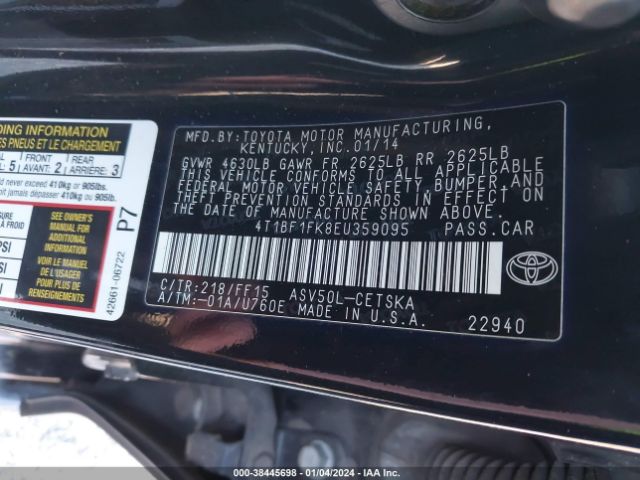 Photo 8 VIN: 4T1BF1FK8EU359095 - TOYOTA CAMRY 