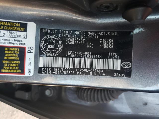 Photo 12 VIN: 4T1BF1FK8EU365964 - TOYOTA CAMRY 