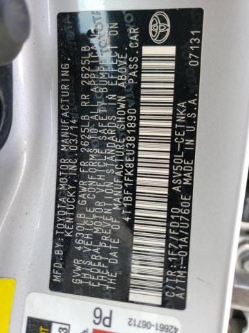 Photo 9 VIN: 4T1BF1FK8EU381890 - TOYOTA CAMRY L 