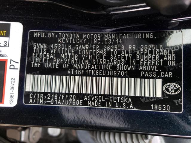 Photo 9 VIN: 4T1BF1FK8EU389701 - TOYOTA CAMRY L 