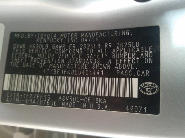 Photo 9 VIN: 4T1BF1FK8EU404441 - TOYOTA CAMRY 