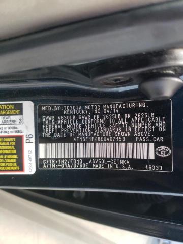 Photo 9 VIN: 4T1BF1FK8EU407159 - TOYOTA CAMRY L 