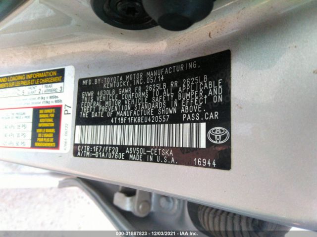 Photo 8 VIN: 4T1BF1FK8EU420557 - TOYOTA CAMRY 