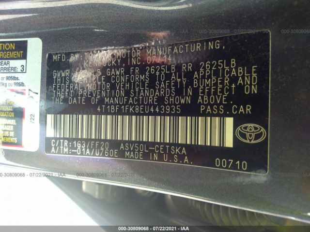 Photo 8 VIN: 4T1BF1FK8EU443935 - TOYOTA CAMRY 