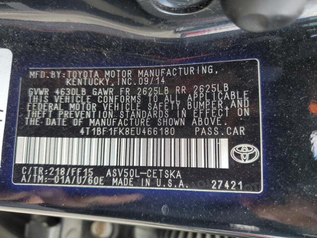 Photo 12 VIN: 4T1BF1FK8EU466180 - TOYOTA CAMRY 