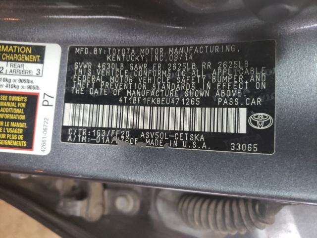 Photo 9 VIN: 4T1BF1FK8EU471265 - TOYOTA CAMRY L 