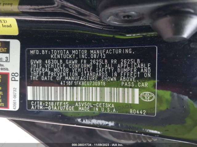 Photo 8 VIN: 4T1BF1FK8EU730918 - TOYOTA CAMRY 