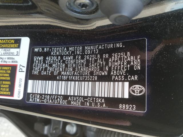 Photo 9 VIN: 4T1BF1FK8EU735228 - TOYOTA CAMRY L 