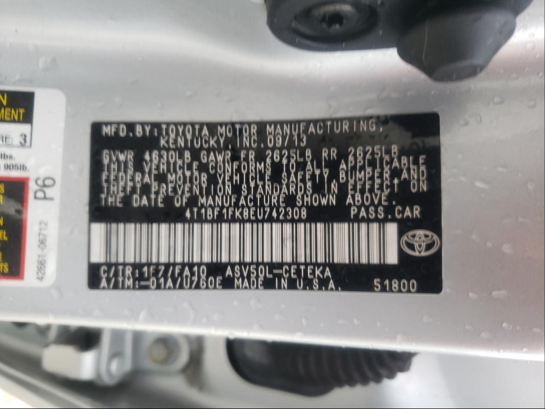 Photo 9 VIN: 4T1BF1FK8EU742308 - TOYOTA CAMRY L 