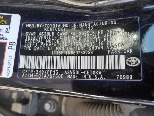 Photo 12 VIN: 4T1BF1FK8EU753258 - TOYOTA CAMRY L 