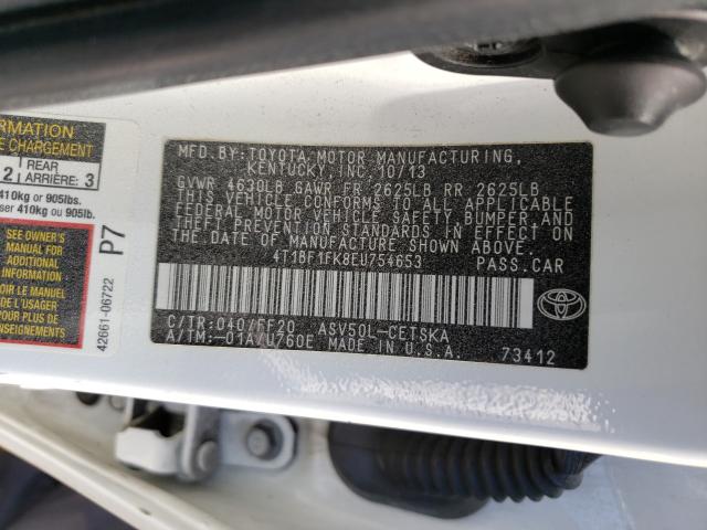 Photo 9 VIN: 4T1BF1FK8EU754653 - TOYOTA CAMRY L 