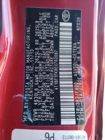 Photo 12 VIN: 4T1BF1FK8EU762087 - TOYOTA CAMRY L 