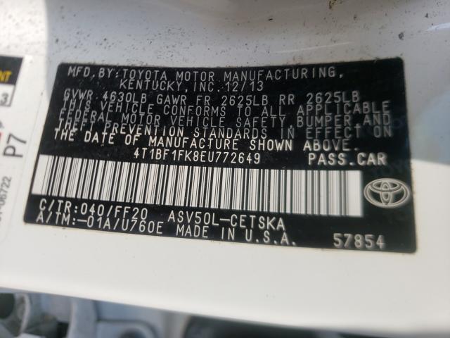 Photo 9 VIN: 4T1BF1FK8EU772649 - TOYOTA CAMRY L 