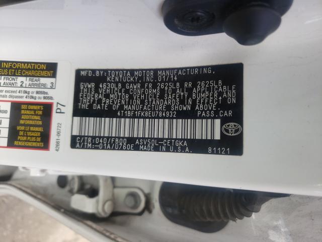 Photo 9 VIN: 4T1BF1FK8EU784932 - TOYOTA CAMRY XLE 