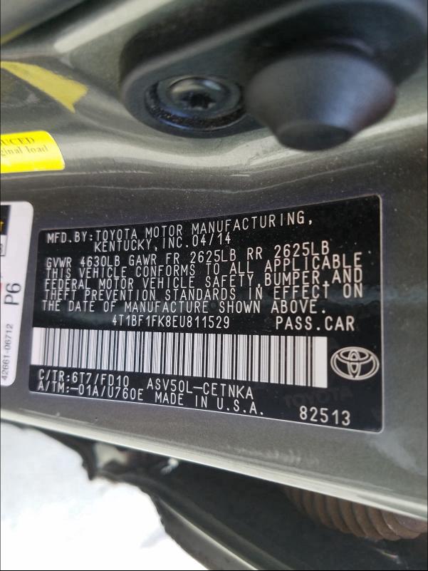 Photo 9 VIN: 4T1BF1FK8EU811529 - TOYOTA CAMRY L 