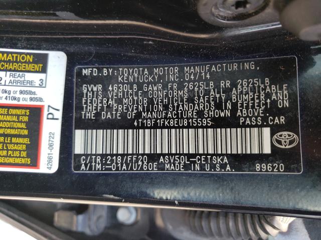 Photo 9 VIN: 4T1BF1FK8EU815595 - TOYOTA CAMRY L 