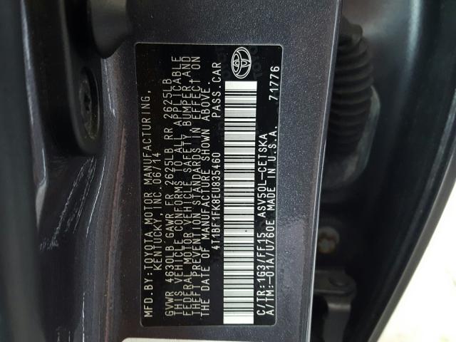 Photo 9 VIN: 4T1BF1FK8EU835460 - TOYOTA CAMRY L 