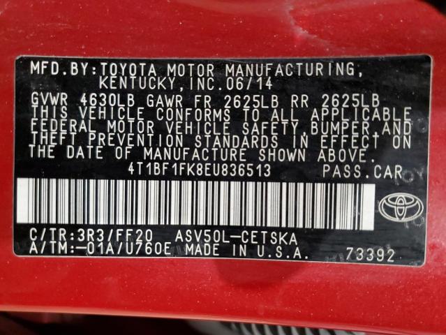 Photo 11 VIN: 4T1BF1FK8EU836513 - TOYOTA CAMRY 