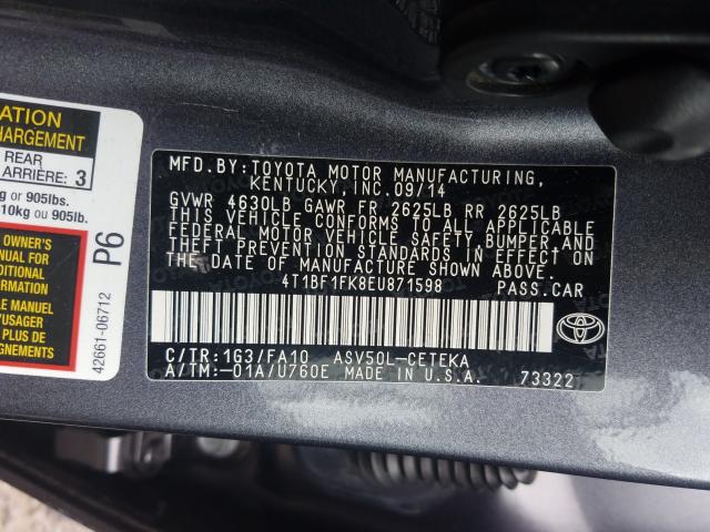 Photo 9 VIN: 4T1BF1FK8EU871598 - TOYOTA CAMRY L 