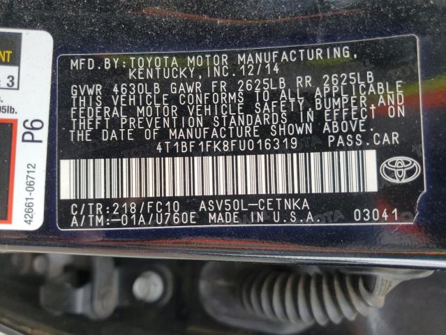 Photo 11 VIN: 4T1BF1FK8FU016319 - TOYOTA CAMRY LE 