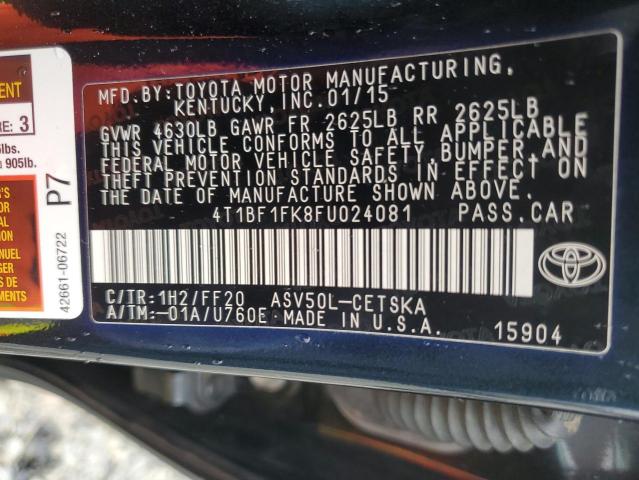 Photo 11 VIN: 4T1BF1FK8FU024081 - TOYOTA CAMRY LE 