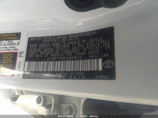 Photo 8 VIN: 4T1BF1FK8FU068629 - TOYOTA CAMRY 