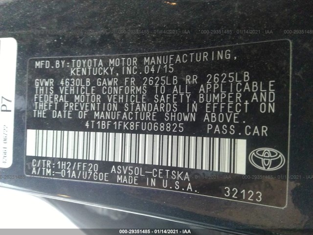 Photo 8 VIN: 4T1BF1FK8FU068825 - TOYOTA CAMRY 