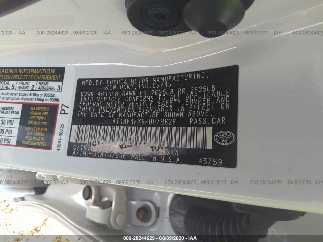 Photo 8 VIN: 4T1BF1FK8FU078626 - TOYOTA CAMRY 